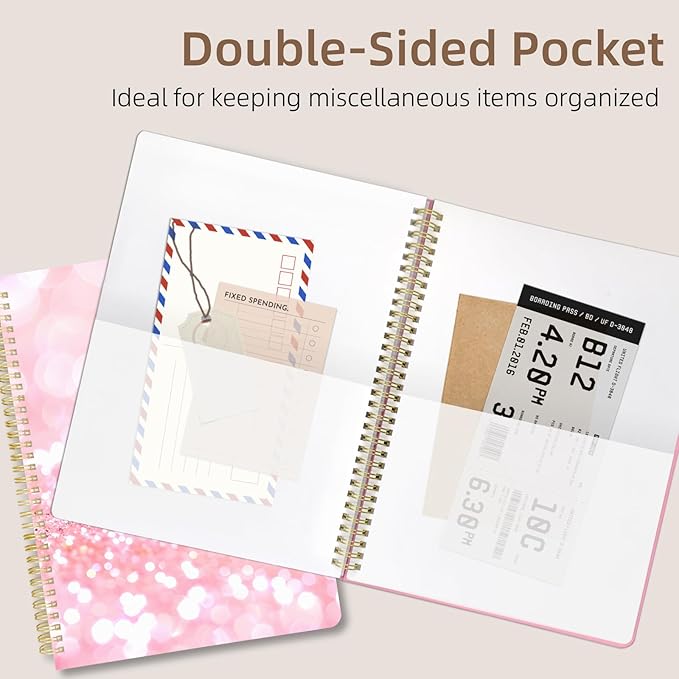 Cute Spiral Notebook journal A4 Aesthetic Pretty Design for Women Girls Kawaii with Pocket, 8.5 x 11 inch, Lined, Positive