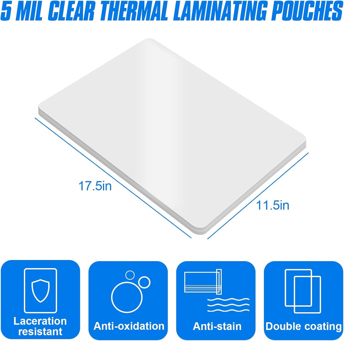 HERKKA 200 Pack Laminating Pouches, Hold 11 x 17 Inch Sheet, 5 Mil Clear Thermal Laminating Paper 11.5 x 17.5 Inch, Round Corner