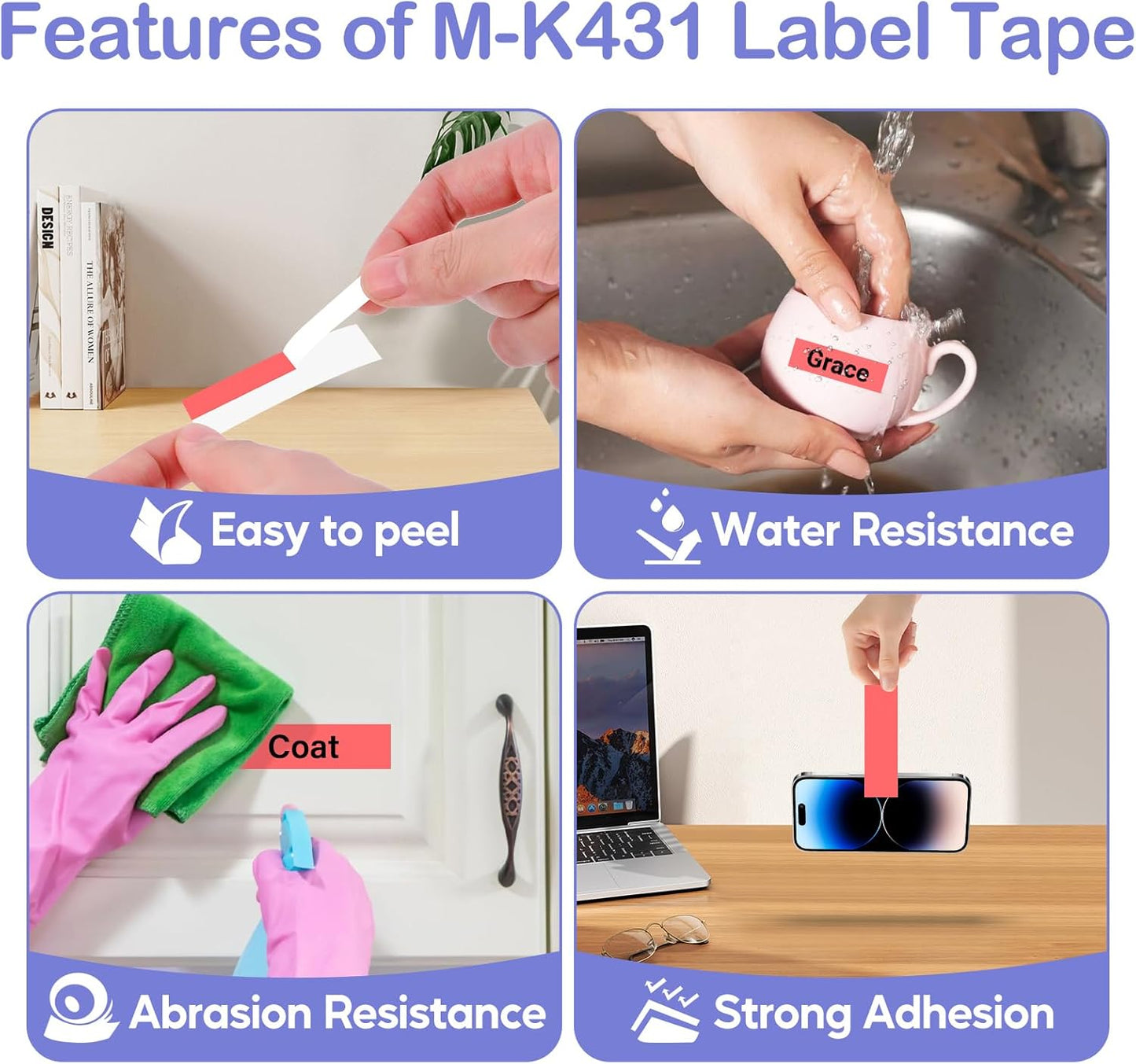 NineLeaf 4 Pack Compatible for Brother P-Touch M Tape M-K431 M-K431S MK431 M431 12mm 0.47'' Black on Red Label Tape for PT-M95 PT-65 PT-80 PT-70 PT-45 PT-90 Label Makers