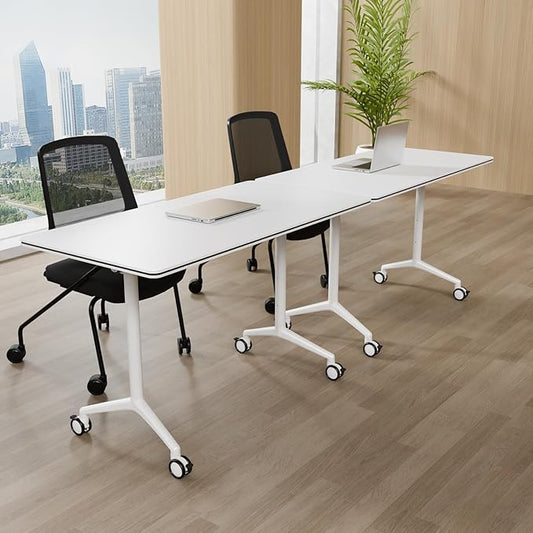 Conference Room Tables,Folding Conference Rolling Meeting Modern Training Table with Flip Top,Mobile Conference Table with Four Locking Wheels,for Meeting Room Office Classroom(2pack 55in)