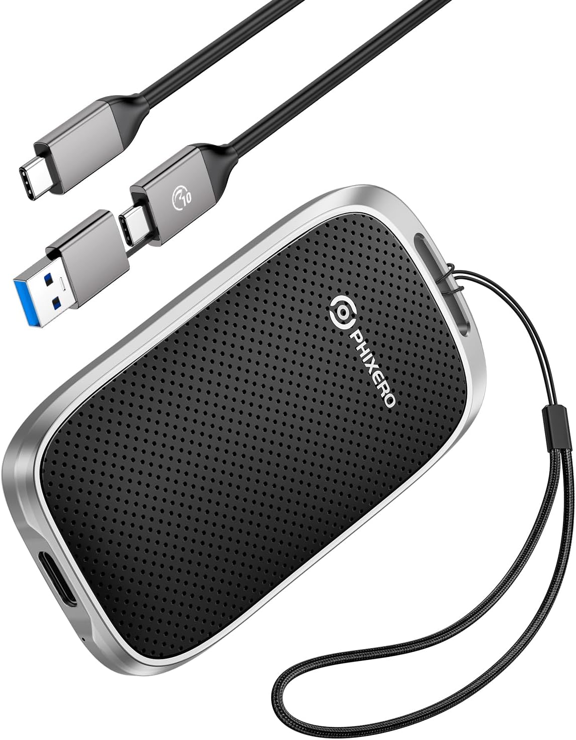 PHIXERO P5 2TB External Portable SSD - 5Gbps USB C External Hard Drive with 2-in-1 Cable for PC, Mac, PS5, Xbox | 5ft Drop Resistance, Free Lanyard, 5-Year Warranty