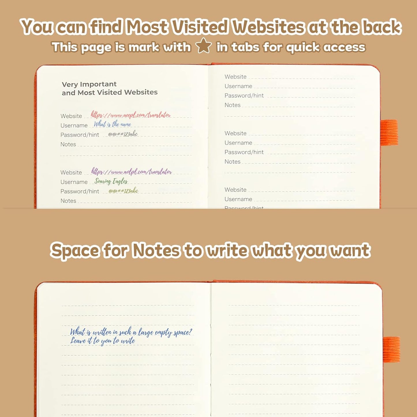 DAOFARY Password Book with Alphabetical Tabs - Small Password Keeper Book (5.6 * 4.3 in) with Inner Pocket, Hardcover Password Keeper Notebook for Log Internet Website Information (Dark Blue)