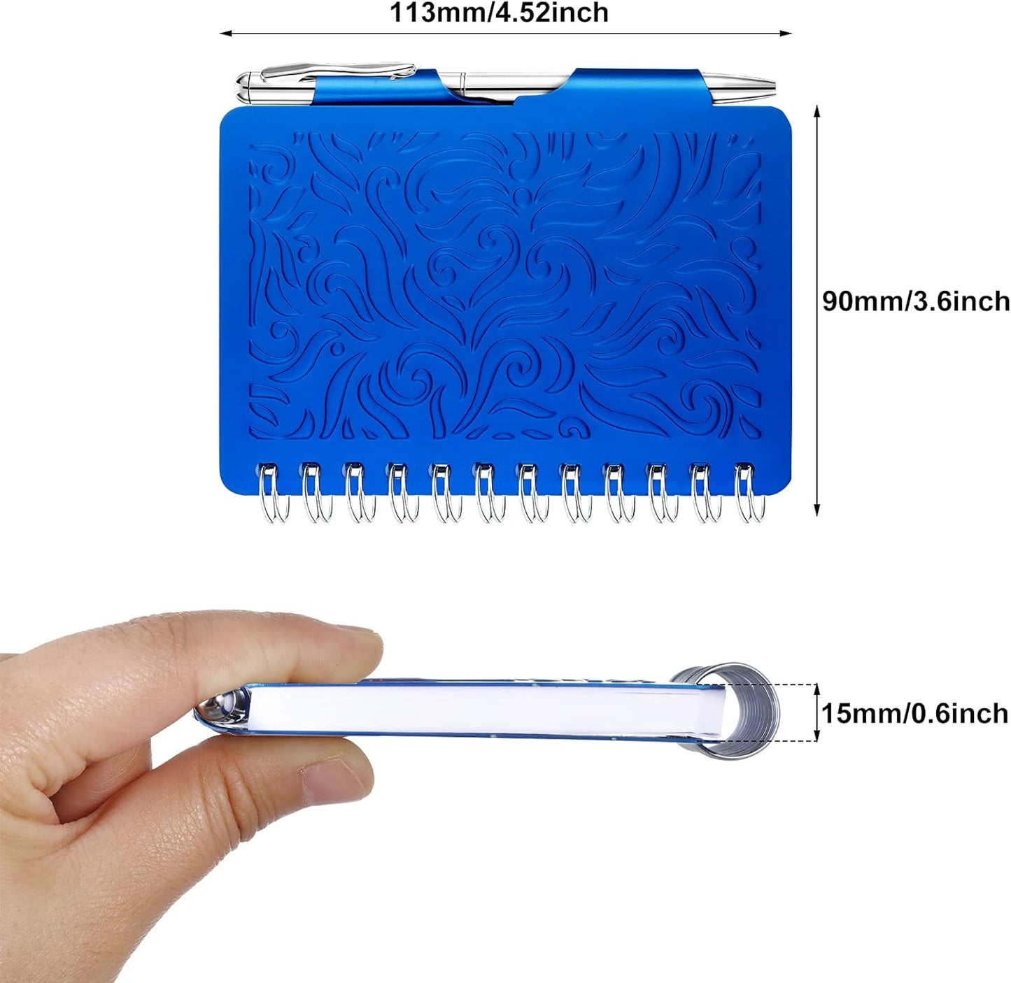 Zonon 2 Pcs Mini Password Book with Alphabetical Tabs Metal Password Keeper Book Portable Organizer Elegant Mandala Pattern Notebook with Pen, Spiral Bound for Information(Silver, Blue)