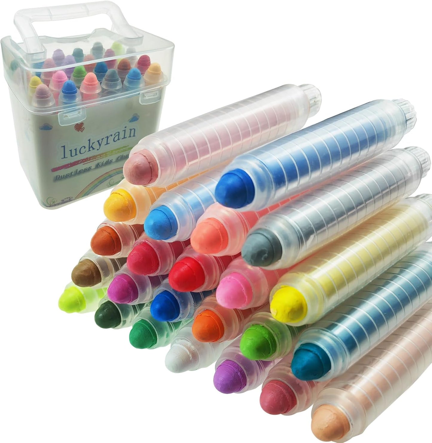 Non-toxic Dustless Chalk With Holder for Kids Colored Chalk Whiteboard Art Tool for Blackboard Kids Children Drawing Writing,24PCS