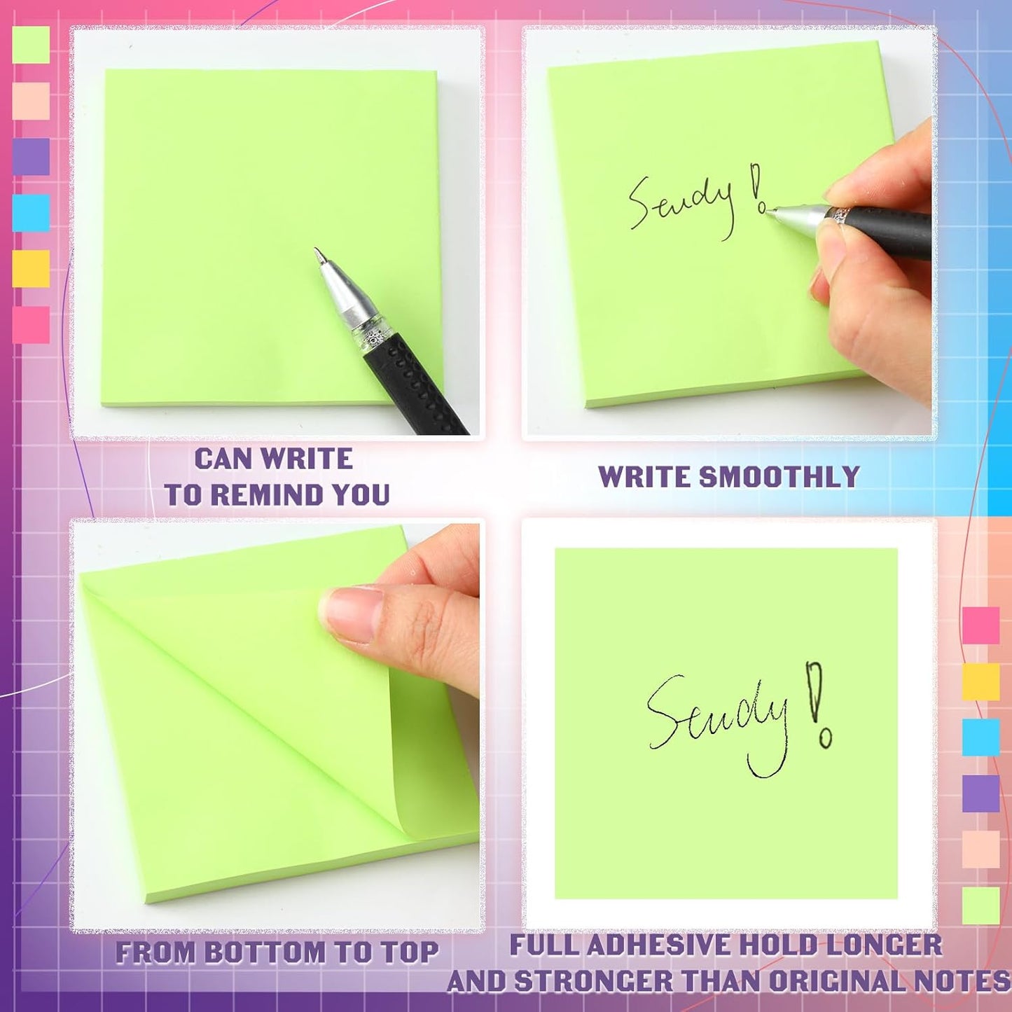 Kajaia 24 Pads Full Adhesive Sticky Notes Colorful Sticky Notes Adhesive Memo Self Stick Pads Easy to Post for Office Home School Meetings Supplies 6 Pastel Colors 80 Sheets/pad(3x3 Inches)