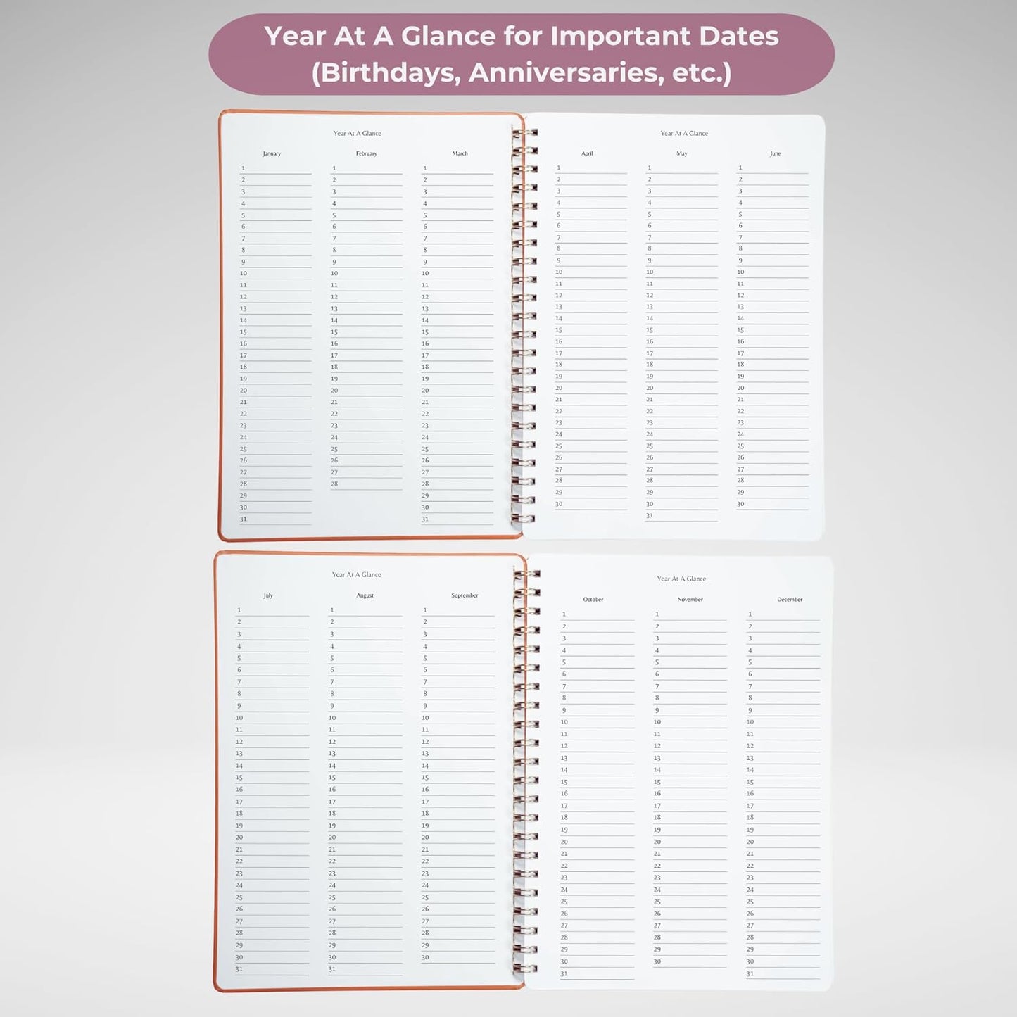 | Ultimate Yearly, Daily, Weekly, Monthly Planner | 8.25" x 11.75" | To Do List Notebook for Work | Simple Design | Multiple Layouts | Academic Planner and Organizer Notebook (Pink, Yearly Planner - Portrait)