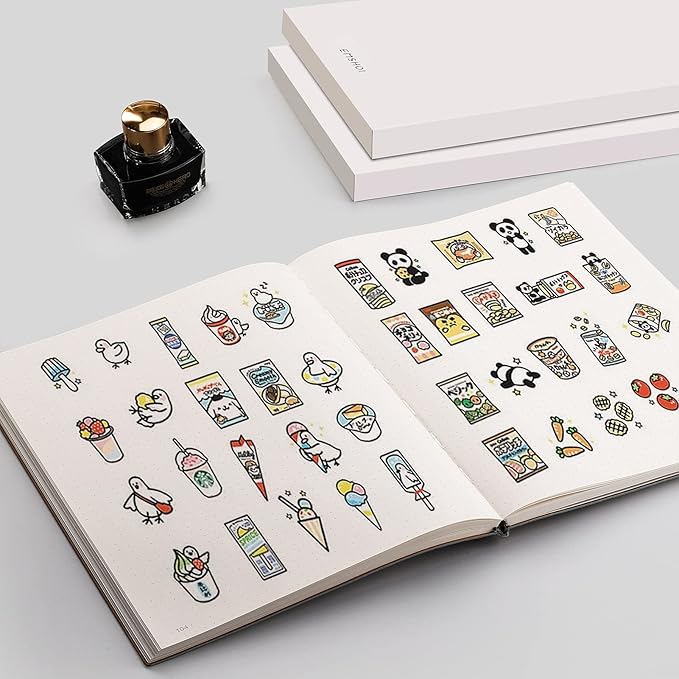 EMSHOI Dotted Journal Bullet Notebook, B5 Large Softcover Leather Journal, 192 Numbered Pages 100gsm Thick Dot Grid Notebook for Drawing Women Men Work School Supplies, 7.48"x10.15"-GrayBlue