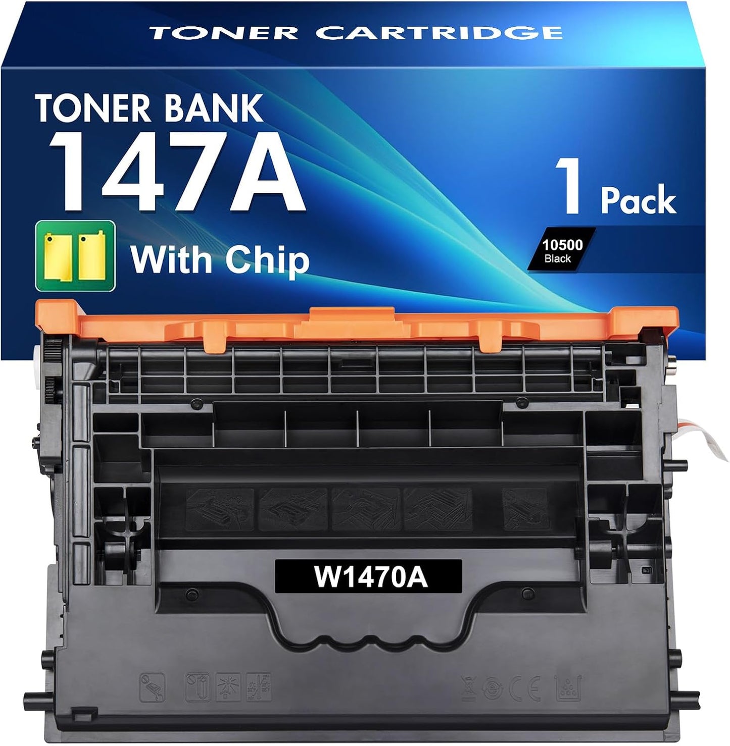 147A Black Toner Cartridge Compatible for HP 147A W1470A 147X W1470X for Enterprise M610n M611dn M611x M612dn M612x MFP M634h M635fht M635h M636fh Printer Ink (1-Pack)