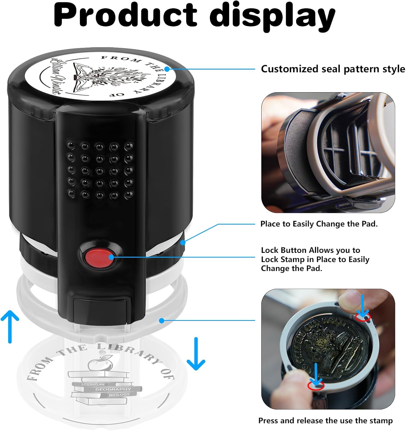 Custom Self-Inking Stamps | Personalized Book Stamp Gift for Book Lovers | 5 Ink Colors (Style14)