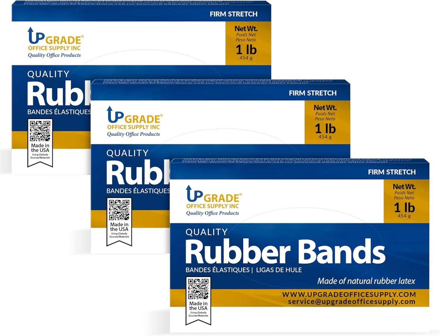 Upgrade Office Supply UPG22564PK3 Rubber Bands, Size 64 (3-1/2 x 1/4), 960 Bands, 1 lb 3-Box, USA