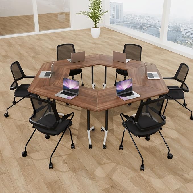 Conference Table, Folding Conference Desk Modern White, Seminar Table with Wheels, 2-10 People for Office, Meeting Break Room (2, 1915TXH, 47IN)