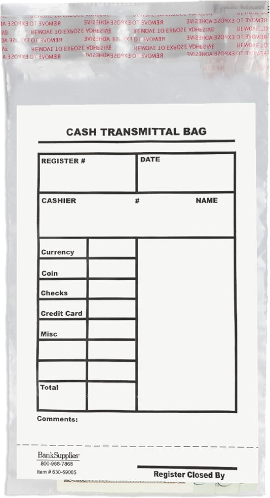 BankSupplies Cash Transmittal Bags | Tamper Evident | 6W x 9H | Case of 100 | Clear Polyurethane Film & Side Weld Seams | Audit Friendly | For Currency, Coin, Checks & Receipts