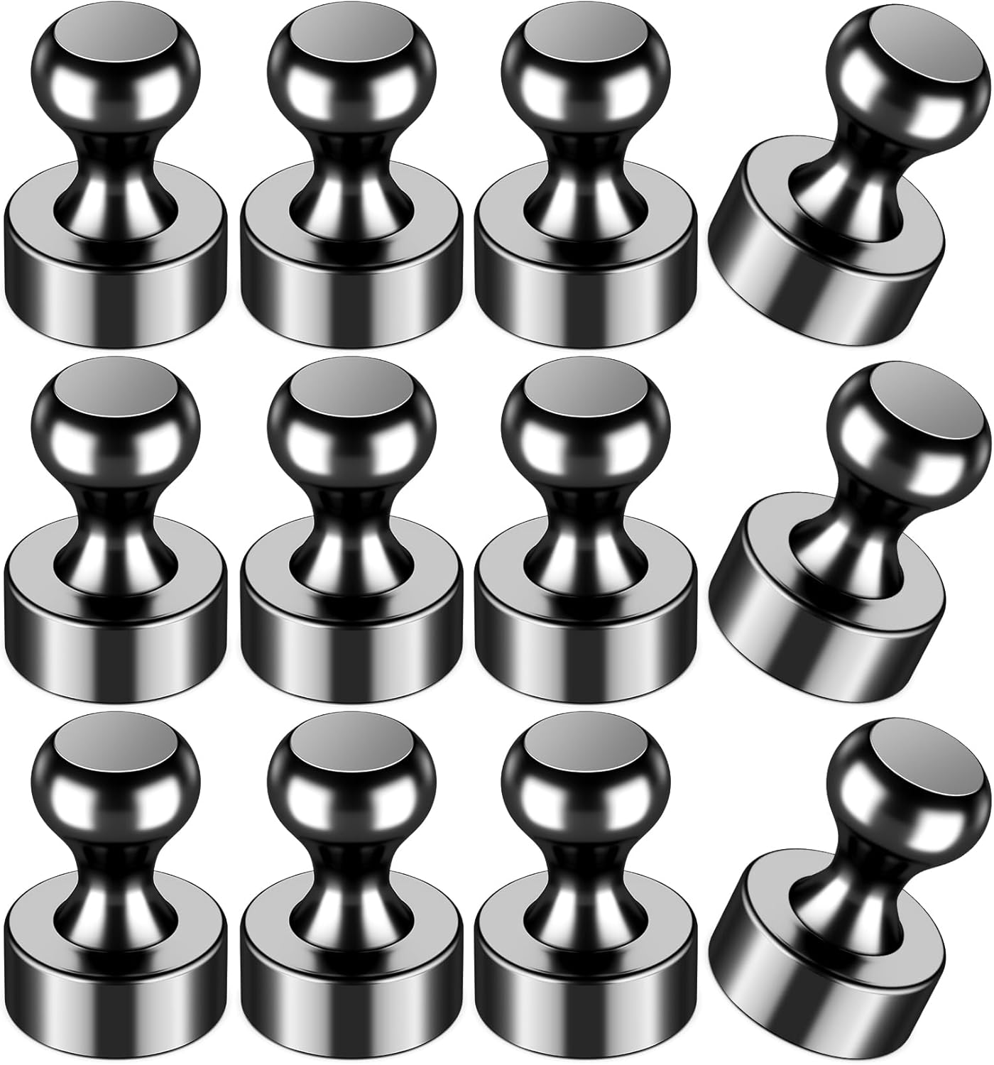 VNDUEEY 12Pcs Black Fridge Magnets, Whiteboard Magnets Refrigerator Magnet, Small Strong Magnet for Whiteboard, Office, Classroom, Kitchen