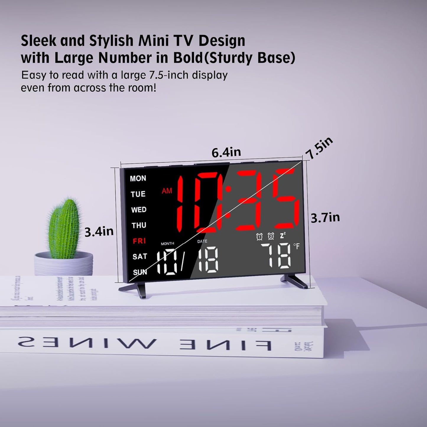 Mirror Digital Loud Alarm Clock,Indoor Temperature,USB Charging Port,Dimmer,Dual Alarms,Adjustable Volum,12/24H,Snooze,Perfect for Bedroom and Living Room (Black+Red Digit)