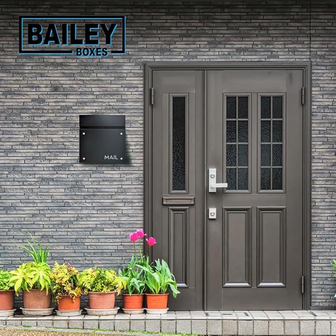 Wall-Mounted Modern Locking Mailbox from Bailey Boxes: Enhance Your Home with The Dalton - 14.25" H x 14" W x 5.75" D. Elevate Your Space with This Stylish Addition.