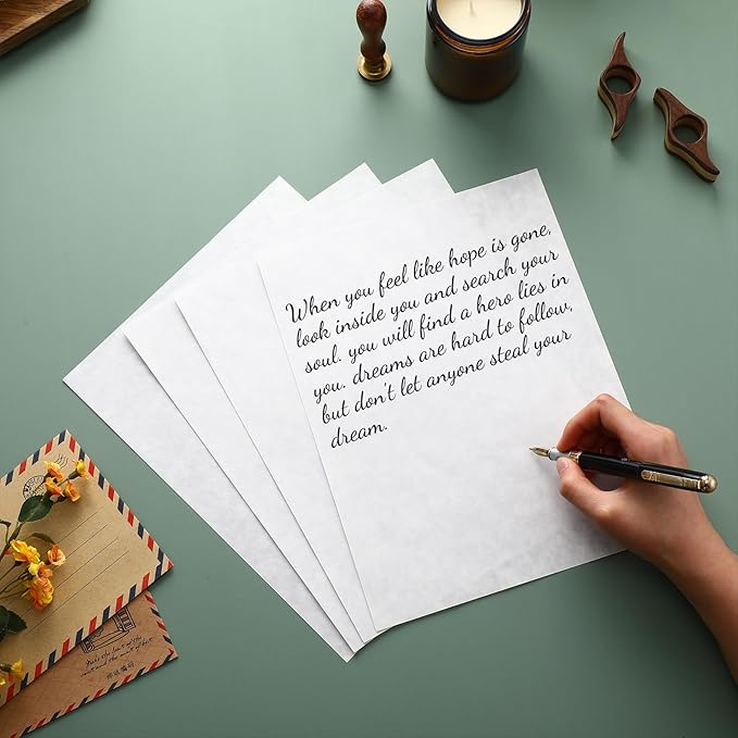 Epakh 150 Pcs Old Age Parchment Paper 8.5 x 11 Inch Standard Letter Vintage Colored Old Parchment Semblance Double Side Printing Paper (Blue)