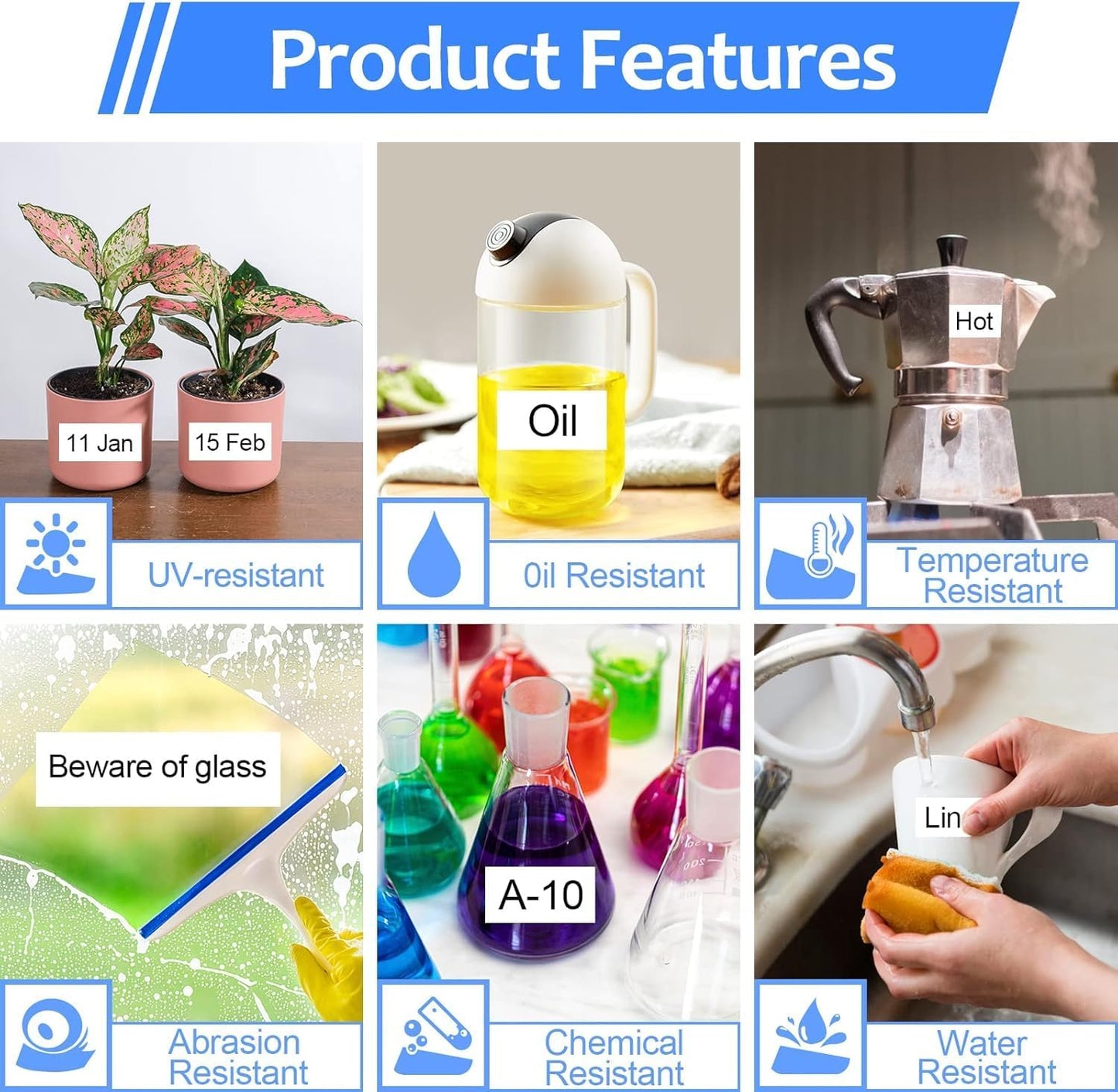 6PK 18mm 0.7'' Laminated White Tape Compatible for Brother P-Touch Label Maker Tape TZe-241 TZe TZ Label Tape TZ-241 TZe241 TZ241 Black on White for PT-D400 D410 D600 D610BT D460BT