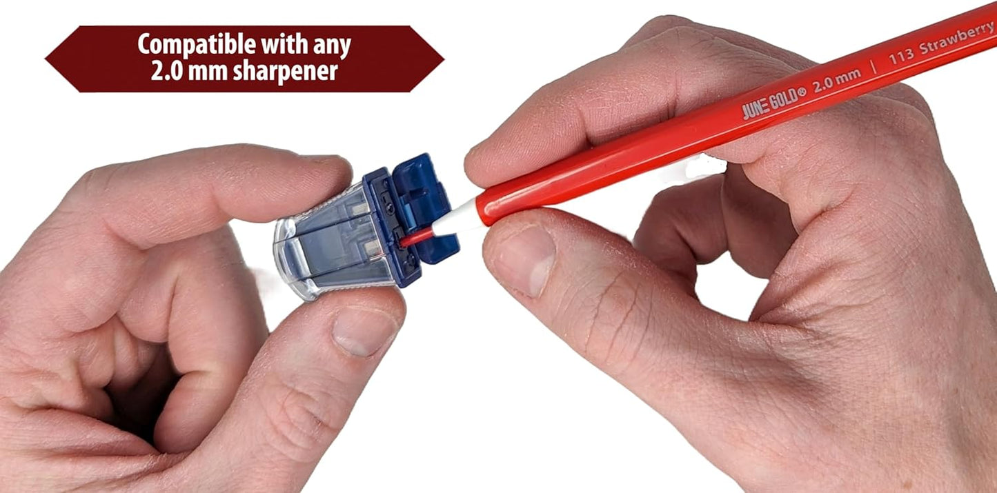 June Gold 36 Blue (Azure #130) Colored 2.0 mm Lead Refills, Bold Thickness for Heavy Use, Break Resistant with a Convenient Dispenser