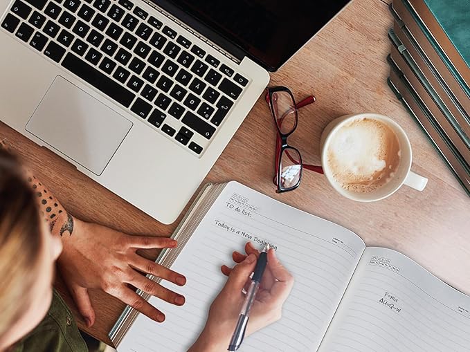 ZXHQ A4 360 Pages Lined Journaling Notebooks with Pen, Journals for Women Men Writing Notebook, Brown Edge, Hardcover, A4 Size 8.5'' x11'' Brown