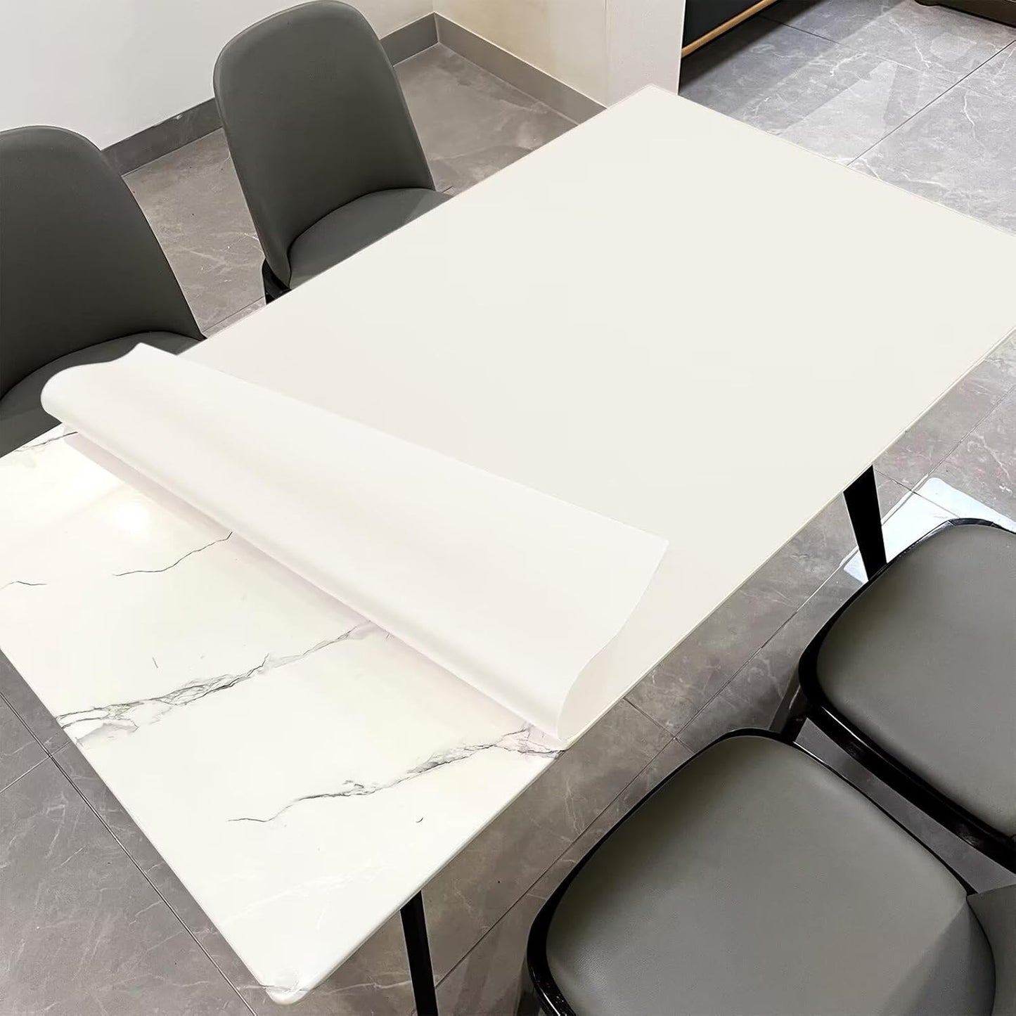 Leather Table Cover,1.8mm Thick,36x54 Inch Table Protector,Table Protector for Dining Room Table,Table Protectors for Rectangle Tables.(White+White,36x54)