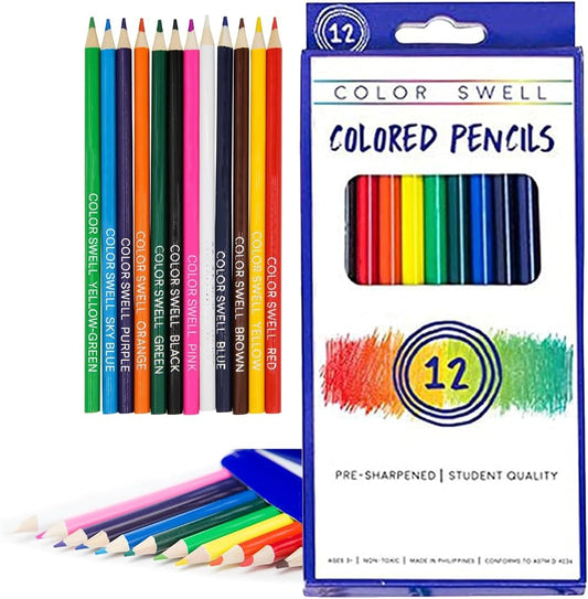 Color Swell Bulk Colored Pencils – 30 Sets, 360 Pre-Sharpened Assorted Vibrant Colors – Ideal for Kids, Teachers, and Classroom Supplies