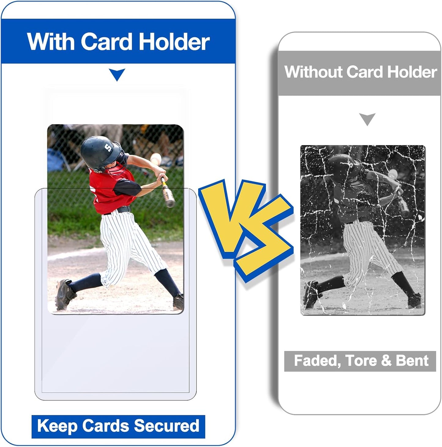 32 Count Topload Card Holder, Sooez 35PT Topload Card Protector, 3" x 4" Hard Plastic Card Sleeves, Baseball Card Protector, Rigid Toploading Card Case for Collectible Trading Sports Cards