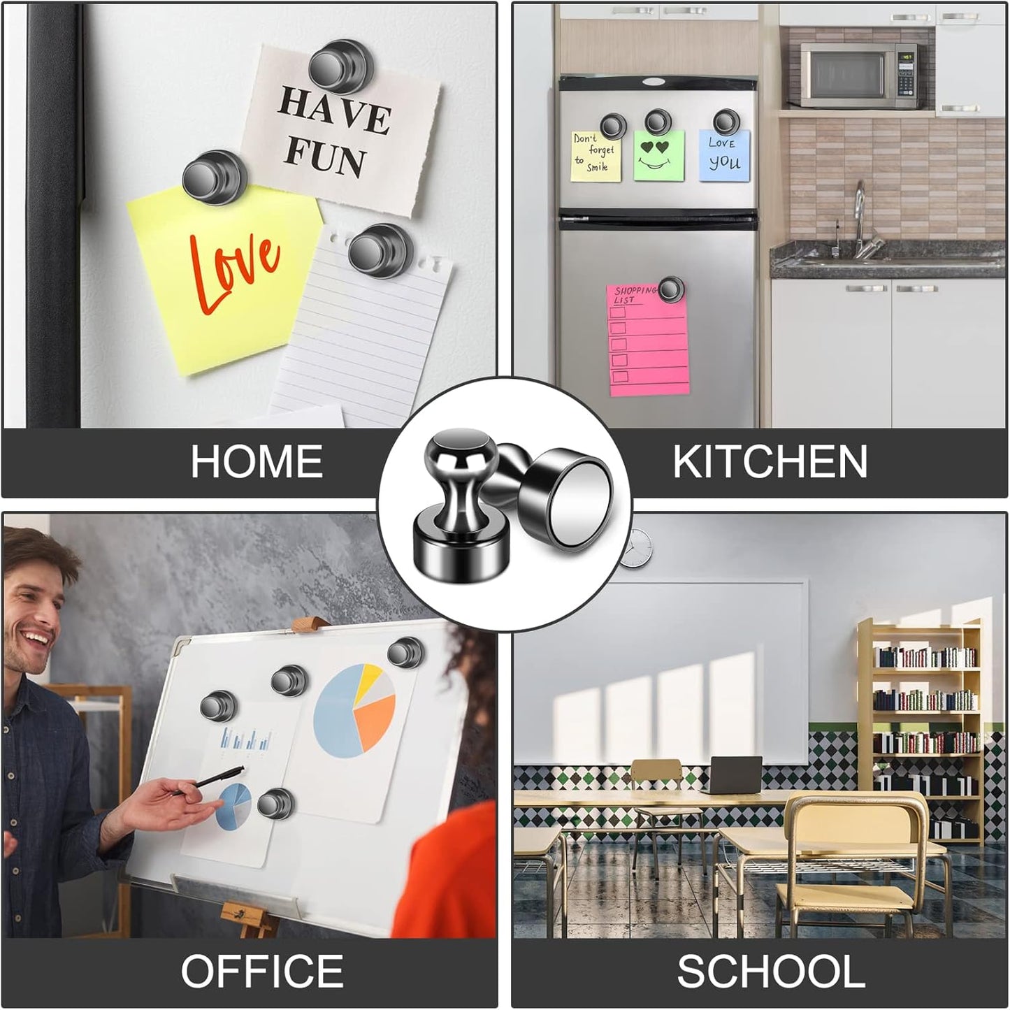 12Pack Strong Refrigerator Magnets - Small Neodymium Fridge Magnets for Whiteboard Office School Kitchen