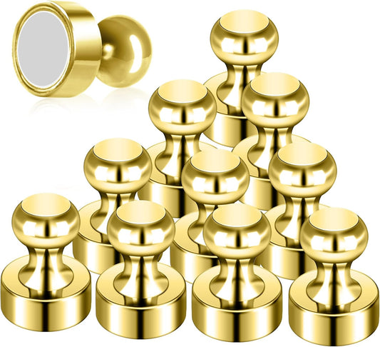 12Pack Gold Magnets for Whiteboard Cute Fridge Magnet Small Refrigerator Magnets Office Magnets for Fridge Whiteboard Billboard in Kitchen Home Classroom School
