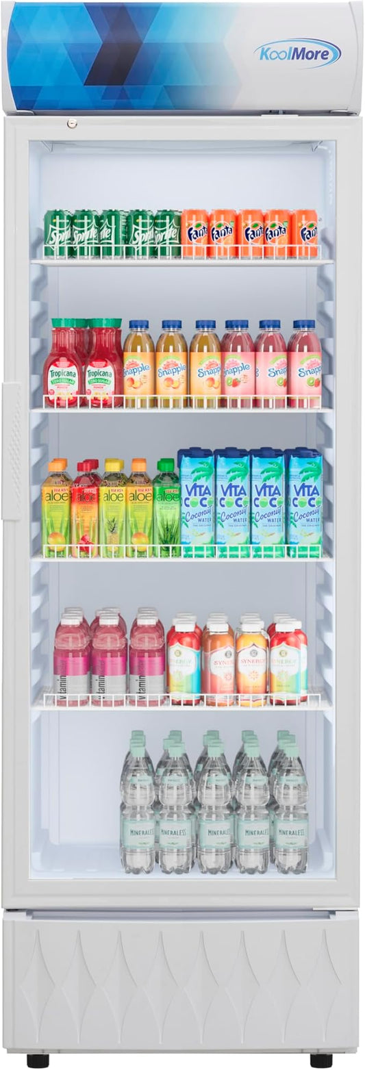 KoolMore KM-MDR-1GD-12CWH 24 in. One-Door Commercial Merchandiser Refrigerator in White,12 cu. ft. ETL Listed for Safety and Sanitation