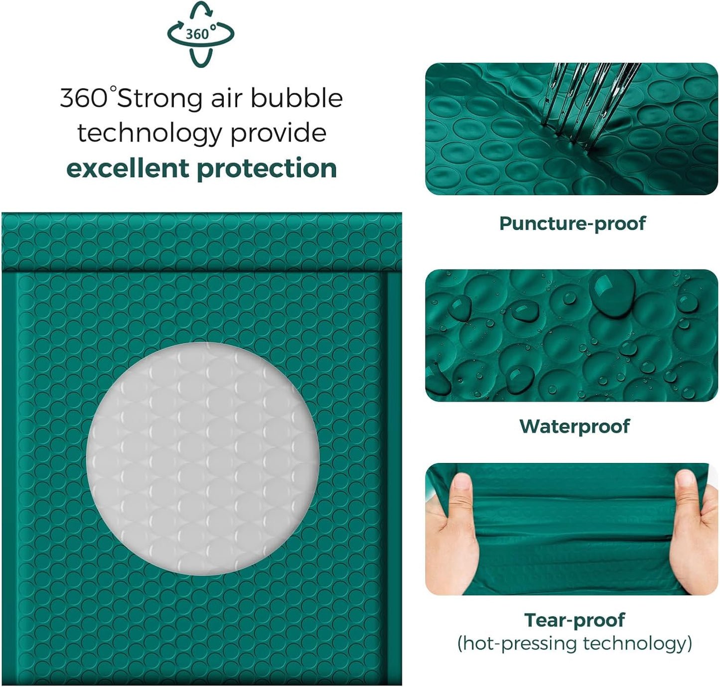 Fuxury Forest Green Bubble Mailer #2 Padded Envelopes Self-Seal Adhesive 8.5 x 12 bubble mailers Water Resistant Bubble Envelope for Mailing,Packaging,Small Business 25 Pack