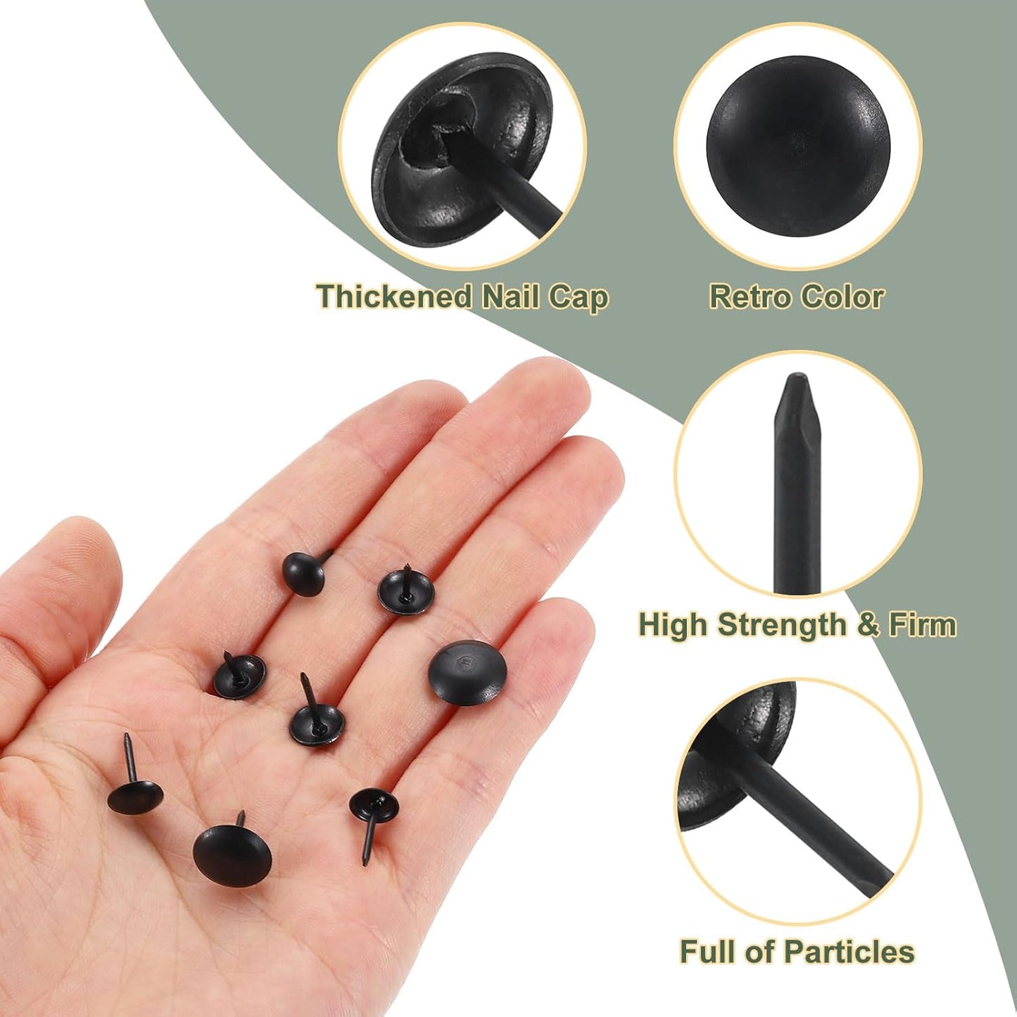 uxcell 100 Pcs Upholstery Tacks, 7 x 13mm Round Head Upholstery Nails Pins Vintage Decorative Furniture Tacks for Chairs Sofas Beds DIY Project, Black