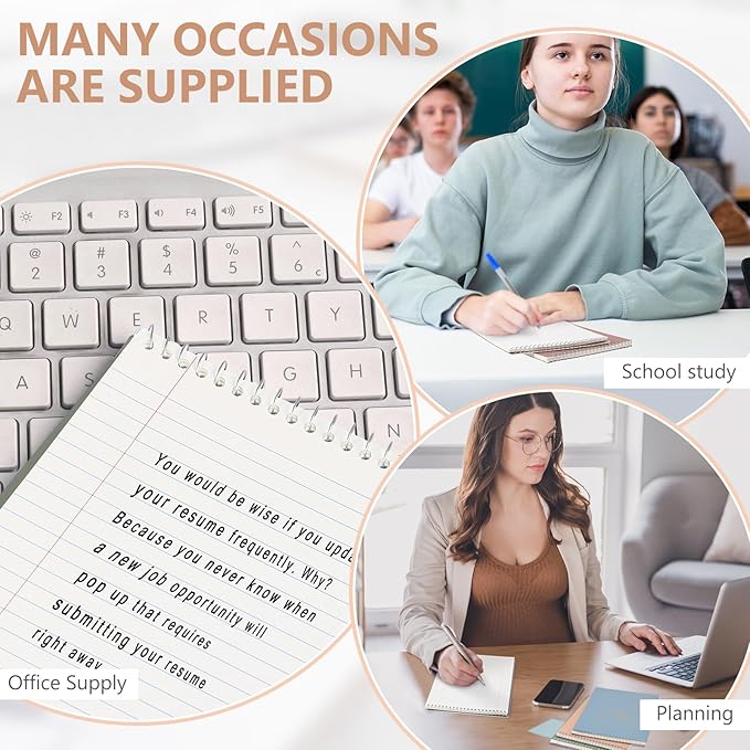 6 Pack 8.5 x 11'' Top Bound Office Steno Book Wide Ruled Double Sided Spiral Notebooks Reliable White Paper 70 Sheets/Pad Pastel Colors Covers for Writing School Notes(Hot Stamping)