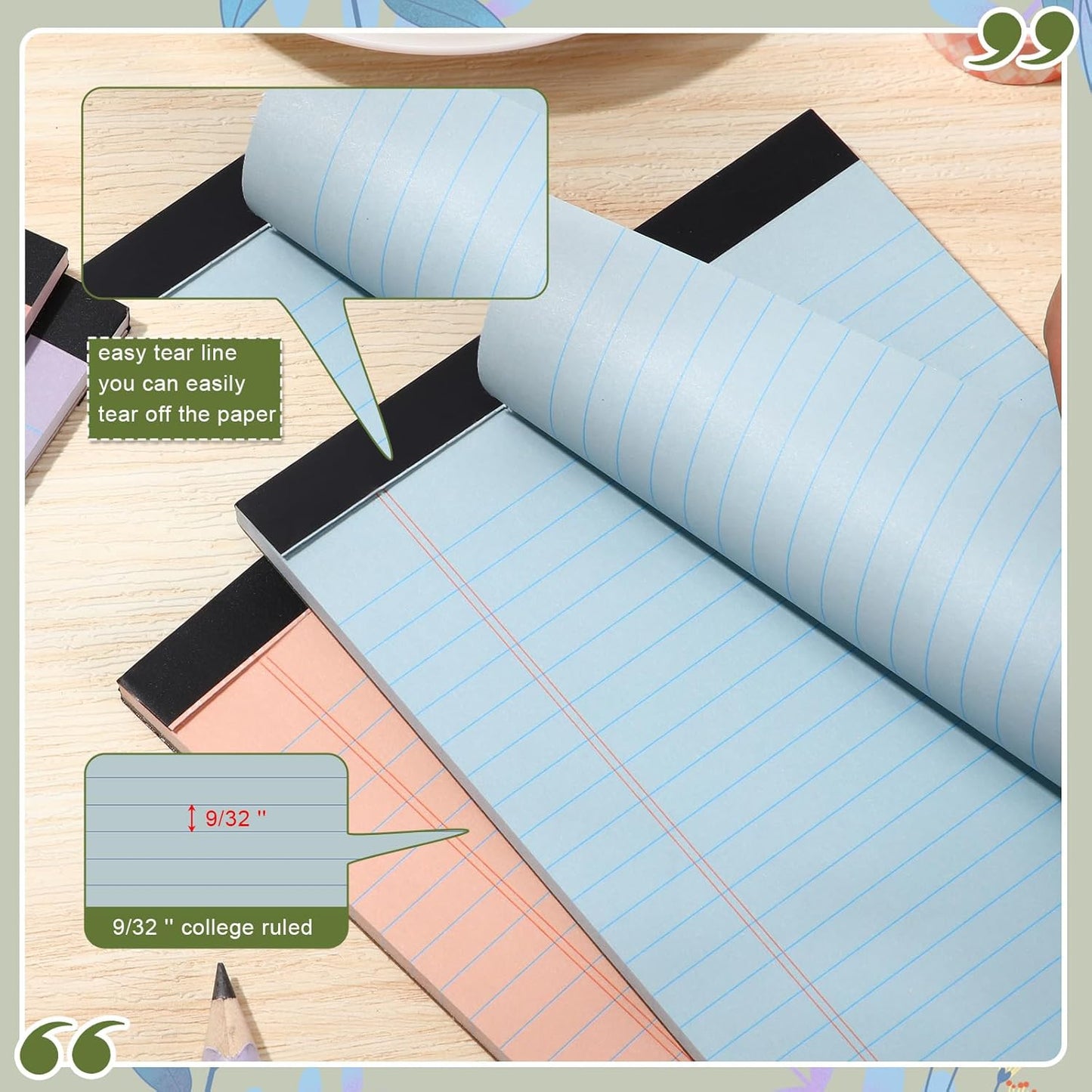 Lincia 24 Pcs 12 Pcs 5" x 8" Small Legal Pads Colored Lined Note Pads Narrow Ruled Writing Notepads 50 Sheets Per Micro Paper Notebook Lined and Perforated for College Office Supplies (Retro Colors)