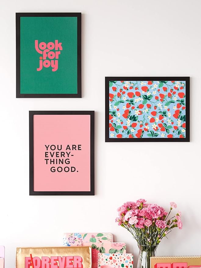 ban.do Floral Rough Draft Large Spiral Notebook, 11" x 9" with Pockets and 160 College Ruled Pages, Strawberry Fields