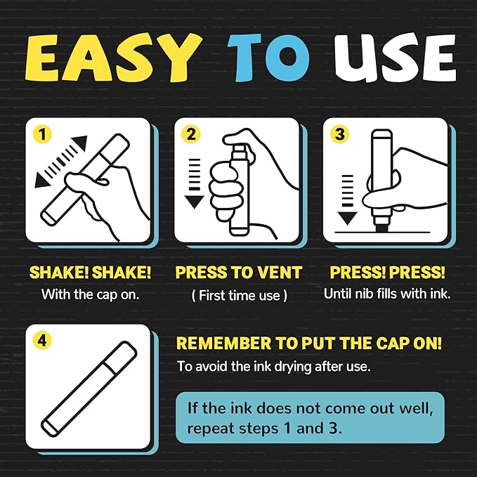 Window Chalk Markers for Glass Washable, 10 Colors Jumbo Liquid Chalk Marker with 15mm 3 in 1 Nib Thick Wide Tips, Big Chalkboard Markers, Car Paint Pen for Auto, Bistro, Mirror, Poster, Blackboards