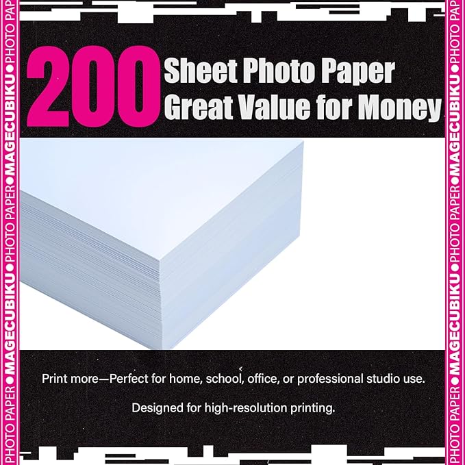 Glossy Photo Paper 5x7 Inches,200 Sheets 70 lb/258 gsm Premium Heavyweight Photographic Paper for Inkjet Printer Instant Dry Professional Postcard Picture Use Dye Ink