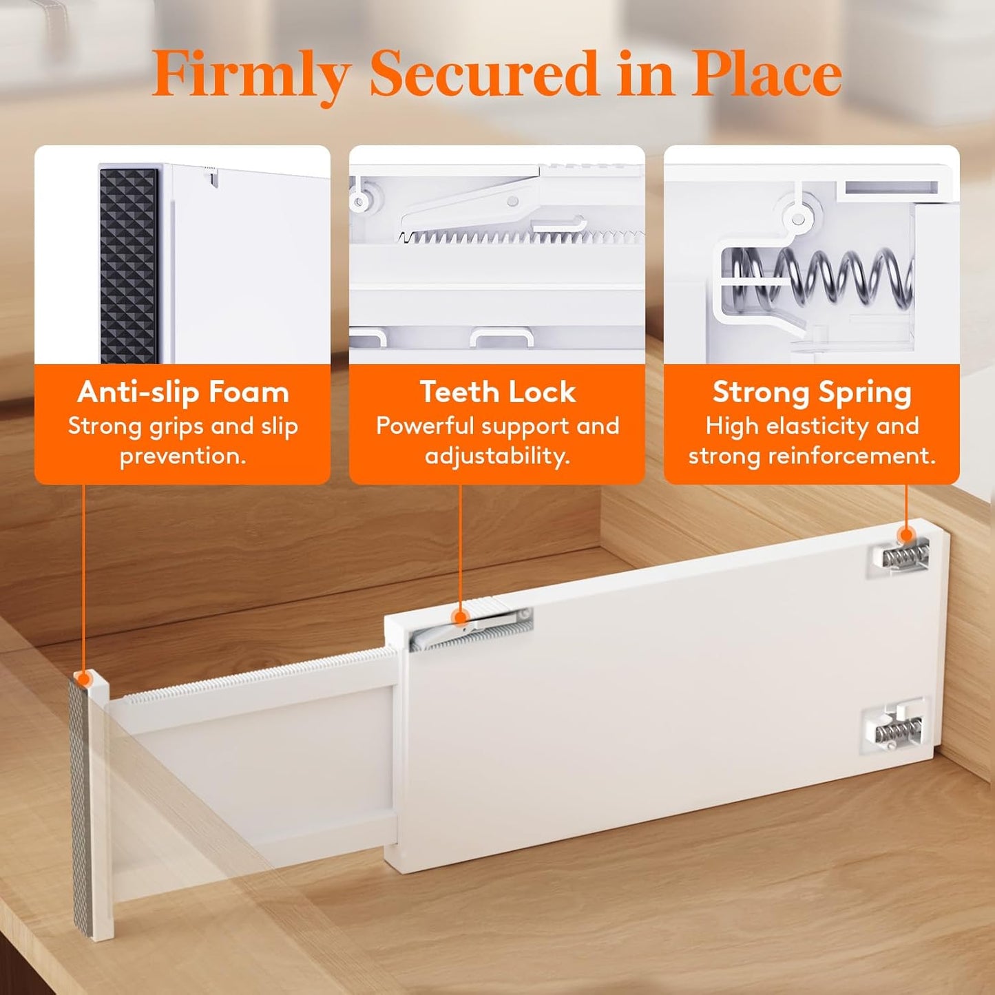 Lifewit 8 Pack Drawer Dividers 5" High, 13.5-22" Adjustable Clothes Organizers, Expandable Dresser Separators in Bedroom/Bathroom/Kitchen/Office
