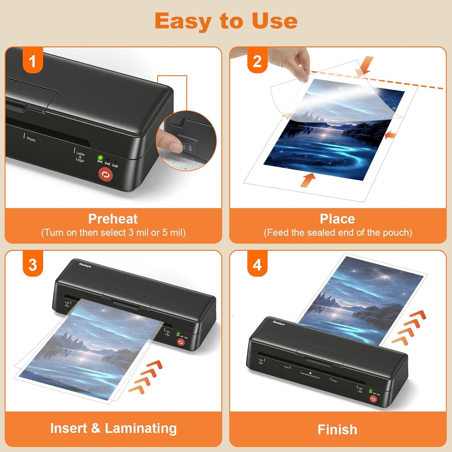 9-Inch Thermal Laminator Machine, World's First Open-Lid Design, Remove Jam in 5s, Auto Shut-Off, NTC Temperature Control, 5 Laminating Sheets for Teacher School Home Office Personal, Black