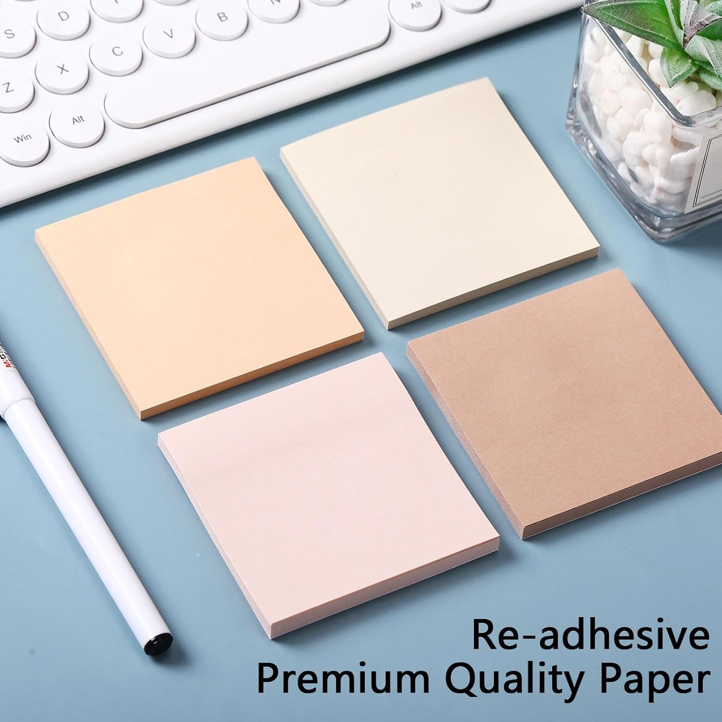 Thenshop 36 Pads Sticky Notes 3''x3'', Self Stick Notes Pads Office Supplies, 50 Sheets/pad Colored Aesthetic Sticky Accessories Home, Office, Notebook(Boho Brown)