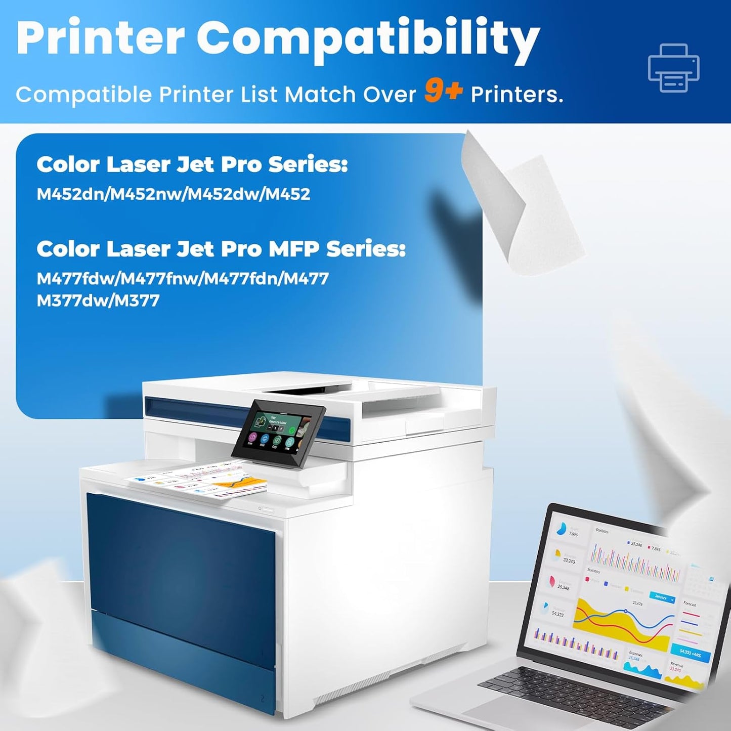 410A Toner Cartridges Color Laser Jet Pro M452 MFP M477 M377 series Compatible for HP 410A 410X Toner Cartridges 4 Pack for HP410A for Color Pro M452dw M452nw MFP M477fdw M477fnw M452dn M377dw M477fdn