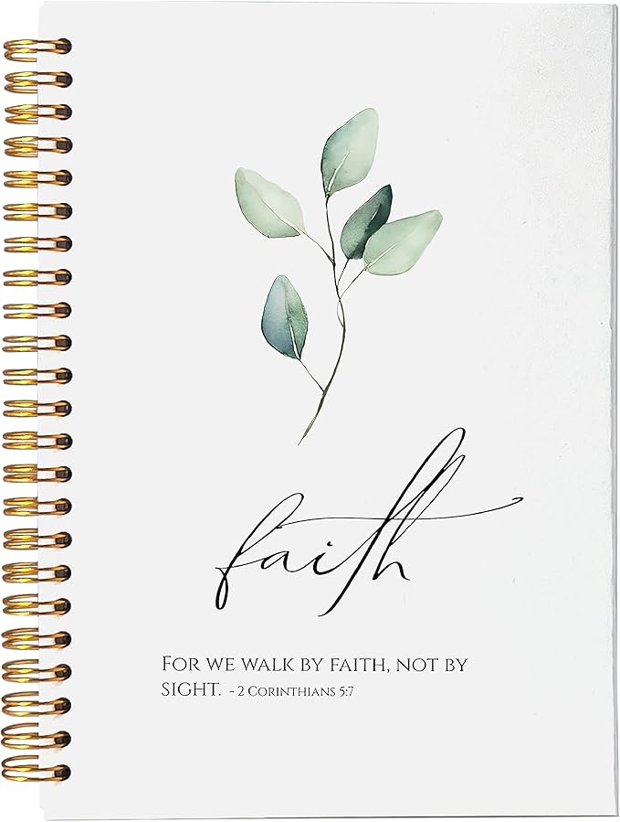 VNWEK Christian Bible Journaling Notebook,Church Notes Notebook,2 Corinthians 5:7 Walk by Faith Spiral Journal 5.5x8.3 Inch,Christian Journals for Women
