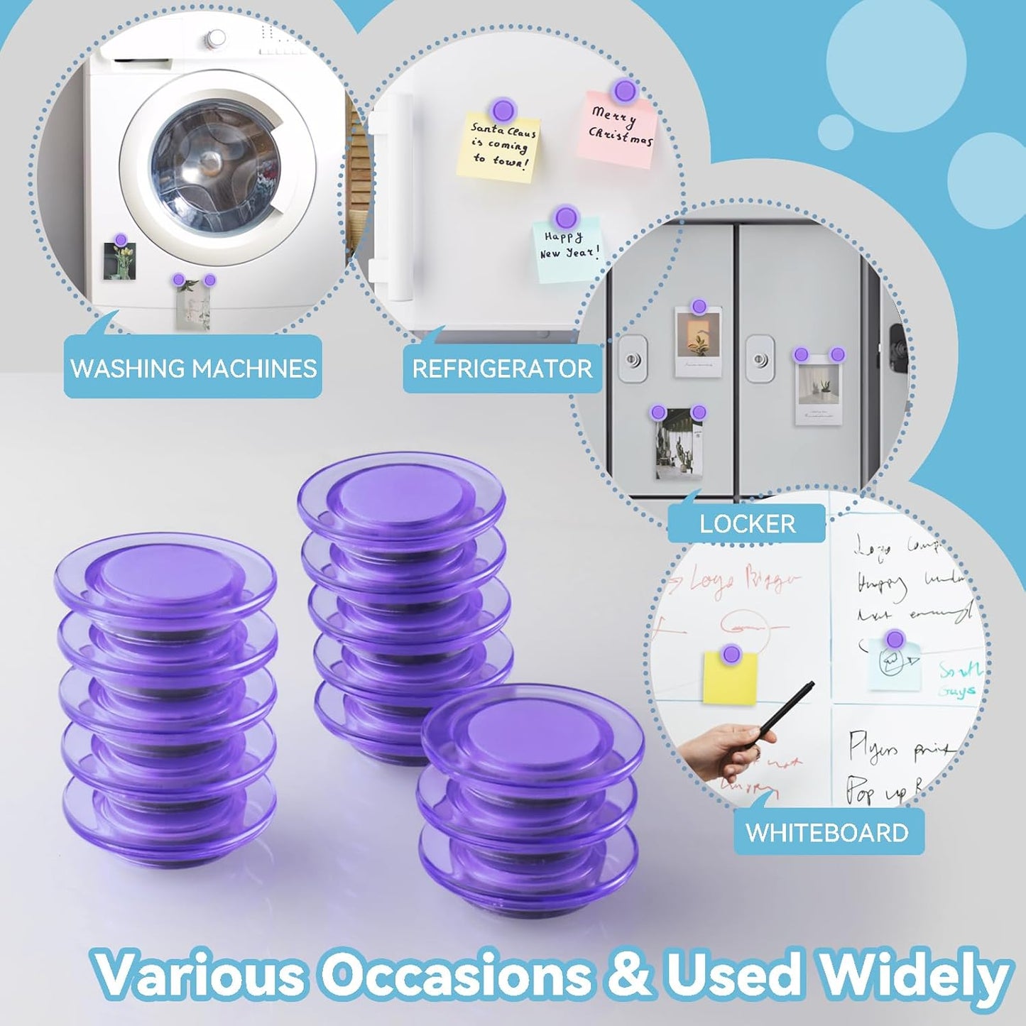 ZDZBLX Fridge Magnets, 28 Pack Magnet Strong Magnets Refrigerator Magnets Small Magnets for Whiteboard, Heavy Duty Magnets Mini Magnets Cute Round Magnets for Fridge, Locker, Classroom,Office (Purple)