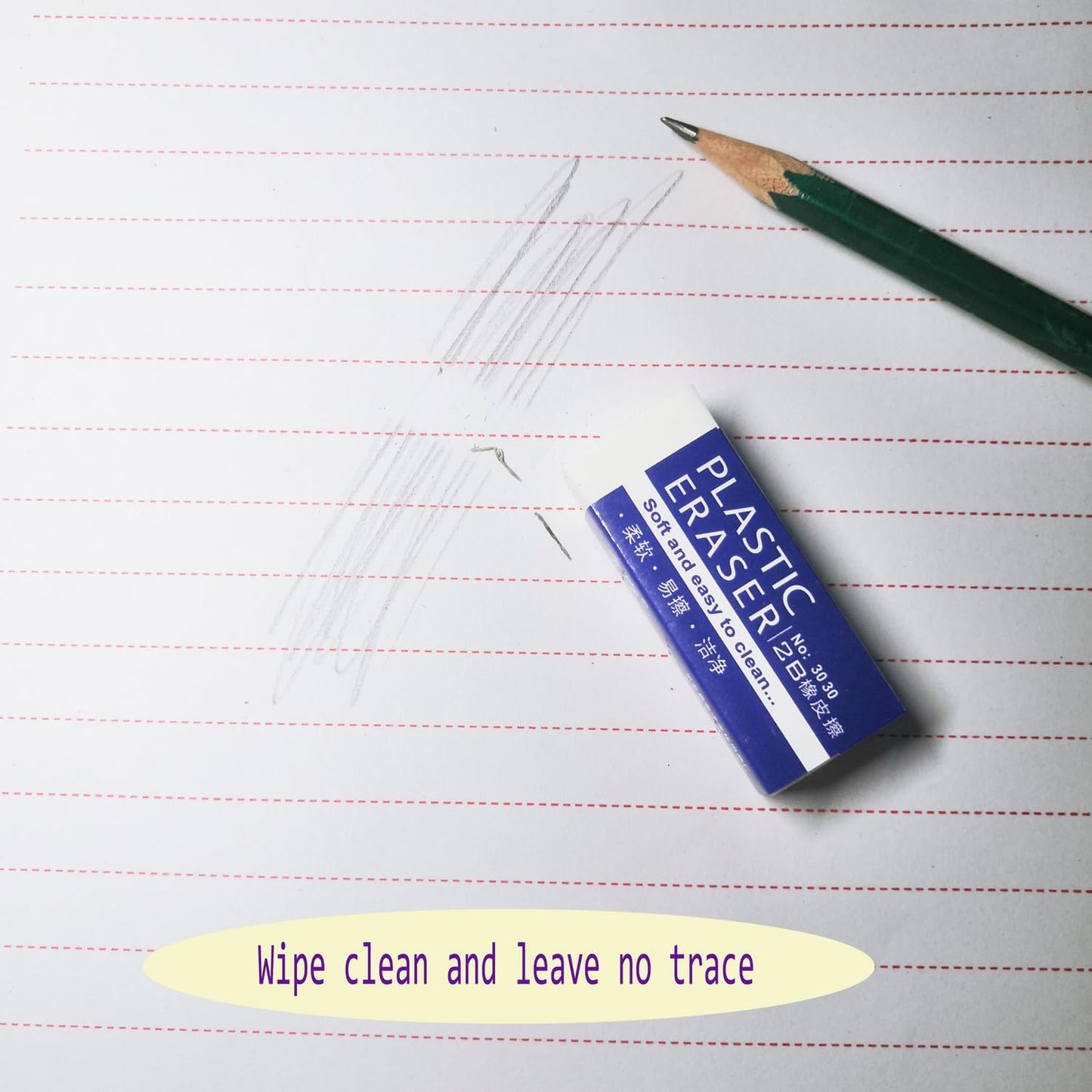 Dreamm White Rectangular Rubber Pencil Erasers 12 Pack for Kids, Students, Office