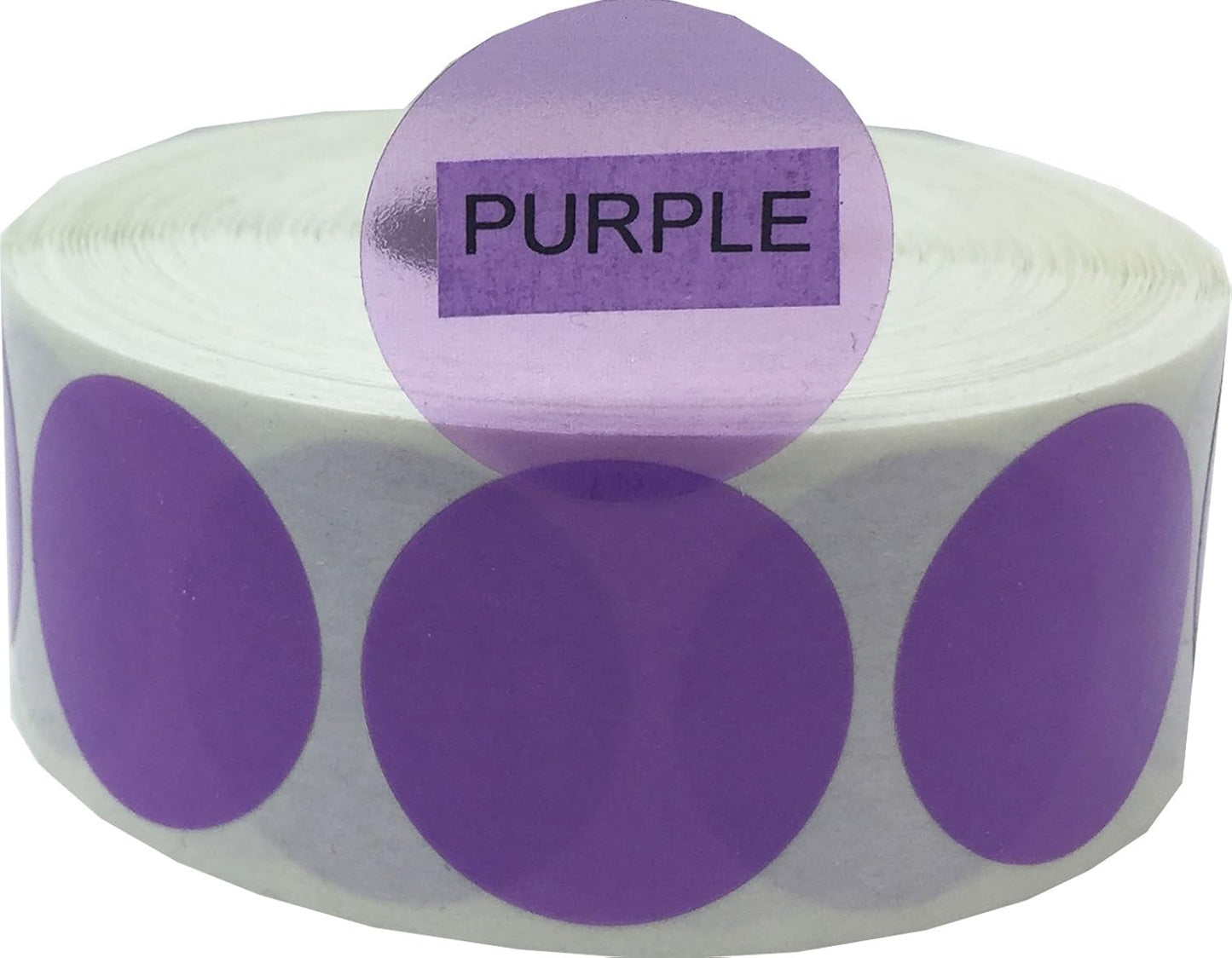 Transparent Purple Color Coding Labels 1 Inch Round Circle Dot Stickers 500 Total Adhesive Labels Per Roll for Inventory Organization Retail and Storage Use Made in The USA