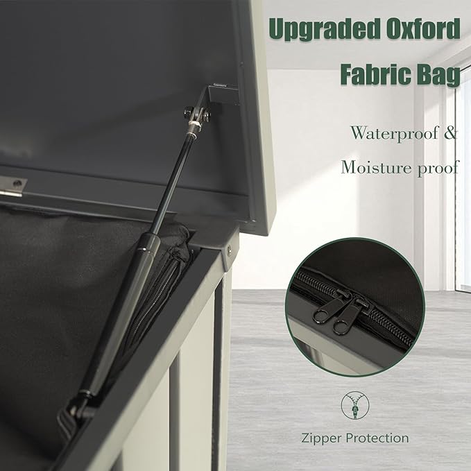 Domi Outdoor Storage Deck Box 120 Gallon, Outdoor Deck Box with Waterproof Storage Bag for Outside Cushions, Garden Tools and Pools Equipment, Gray