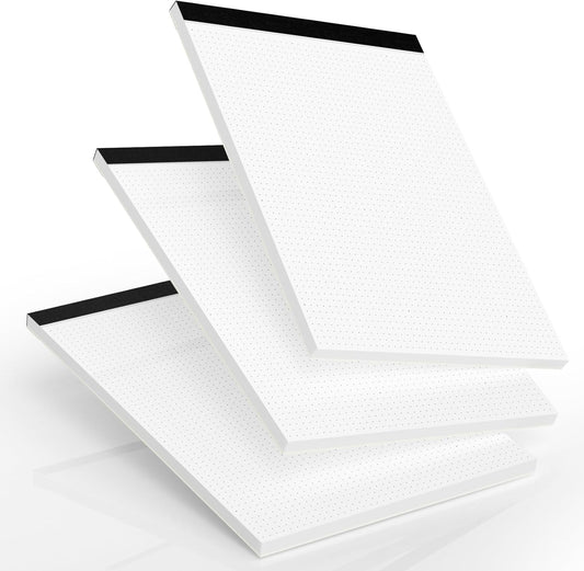 Dotted Journal Notepads 8-1/2 x 11, 3 Pack, Dot Journal Paper 8.5 x 11, Letter Size Large, Dotted Grid Note Pad for Planning Journaling, 70 GSM Pads of Paper, 1/5" Dots Writing Notes, 30 Sheets/Pad