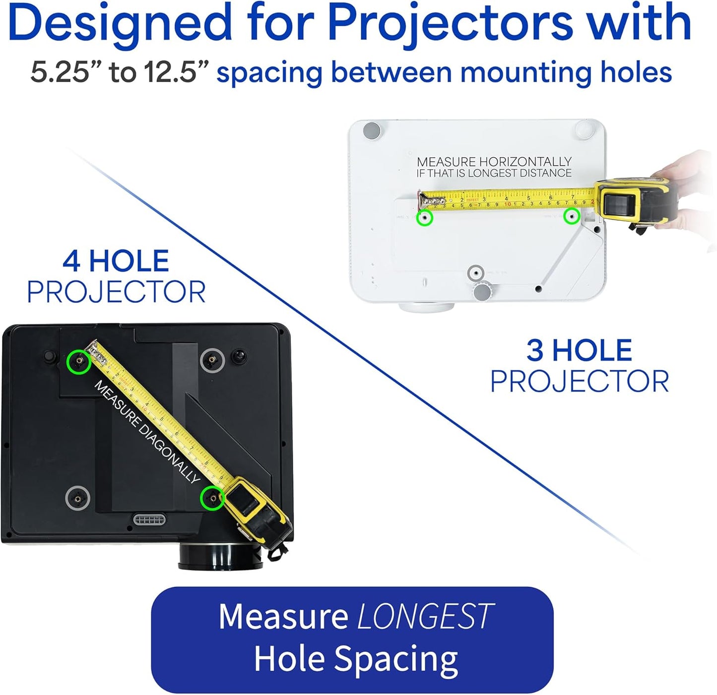 VIVO Extending Ceiling Projector Mount, Height Adjustable Projection, Up to 12.5 inch Mounting Range with 1.5 inch Mini Projector Range, Black, MOUNT-VP02B