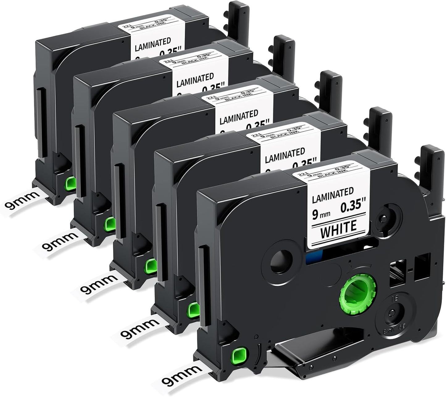 Labelife TZe-221 Label Maker Tape 9mm Compatible with Brother P Touch Label TZe TZ Tape 9mm 0.35 Laminated White 3/8 Inch TZe221 for Brother Ptouch PT D210 PTD220 PT-D200 PT-H110 PTD400,5-Pack