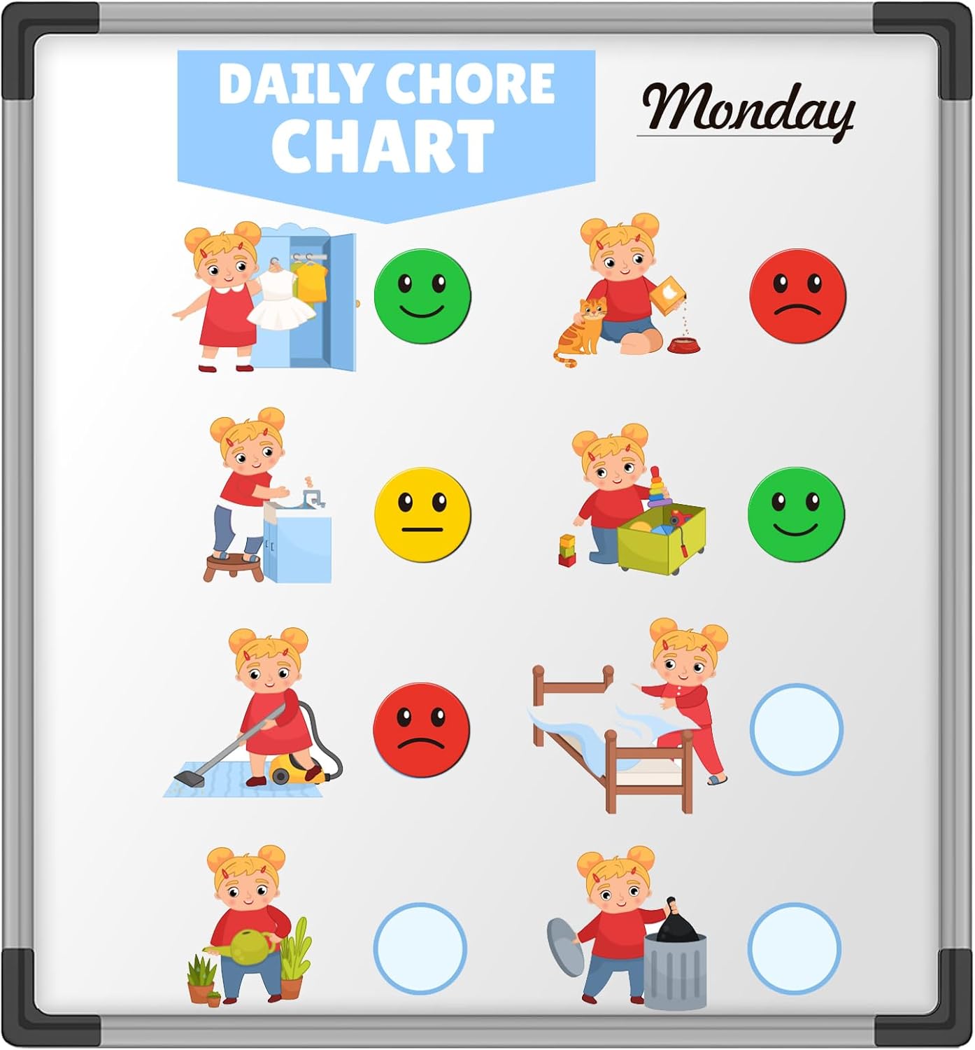 60 Pcs 1” Red Green Yellow Smiley Face Magnets, Colored Magnetic Dots for Whiteboard, Refrigerator, Office, Classroom (60, Red/Green/Yellow-Colors)