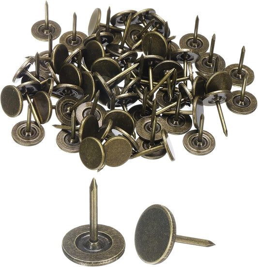 uxcell 150Pcs Upholstery Tacks, 11mmx15mm Flat Head Thumb Tack Decorative Furniture Nails Push Pins for Furniture Sofa Headboards, Bronze
